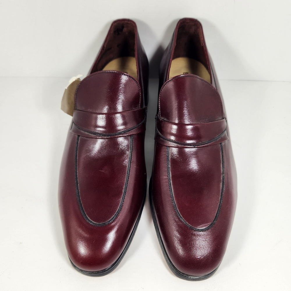 1970s Bostonian Pacers Mens 8.5 Burgundy Leather Penny Loafers Made in USA